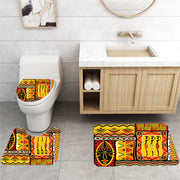Egyptian Shower Curtain Vibrant Orange Fresco Design Set (1/3/4pcs)